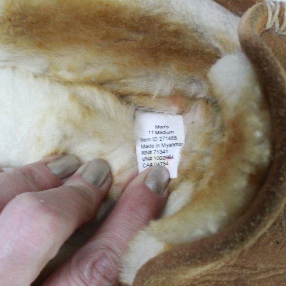 LL Bean Brown Suede Wicked Good Scuffs Shearling Lined Slippers Size 11 M - Picture 7 of 9